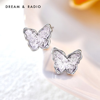 ຕຸ້ມຫູ butterfly ສີບົວ ແລະ ສີຂາວ gradient Dream/Radio ສໍາລັບຜູ້ຍິງອອກແບບ niche ສູງ non-end ear clips ຕຸ້ມຫູໃຫມ່