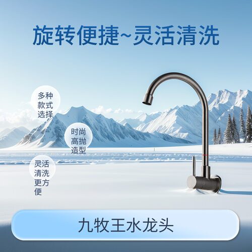 不锈钢厨房单冷水入墙式洗菜盆拖把池阳台洗衣池水龙头家用防溅水 - 图2