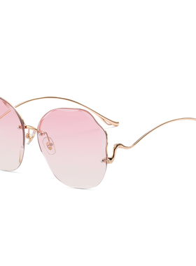 开车明星同款渐变色时尚圆脸墨镜