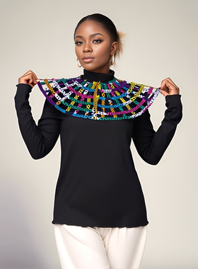 非洲印花蜡染披肩彩色假领服装配饰African necklace shawl
