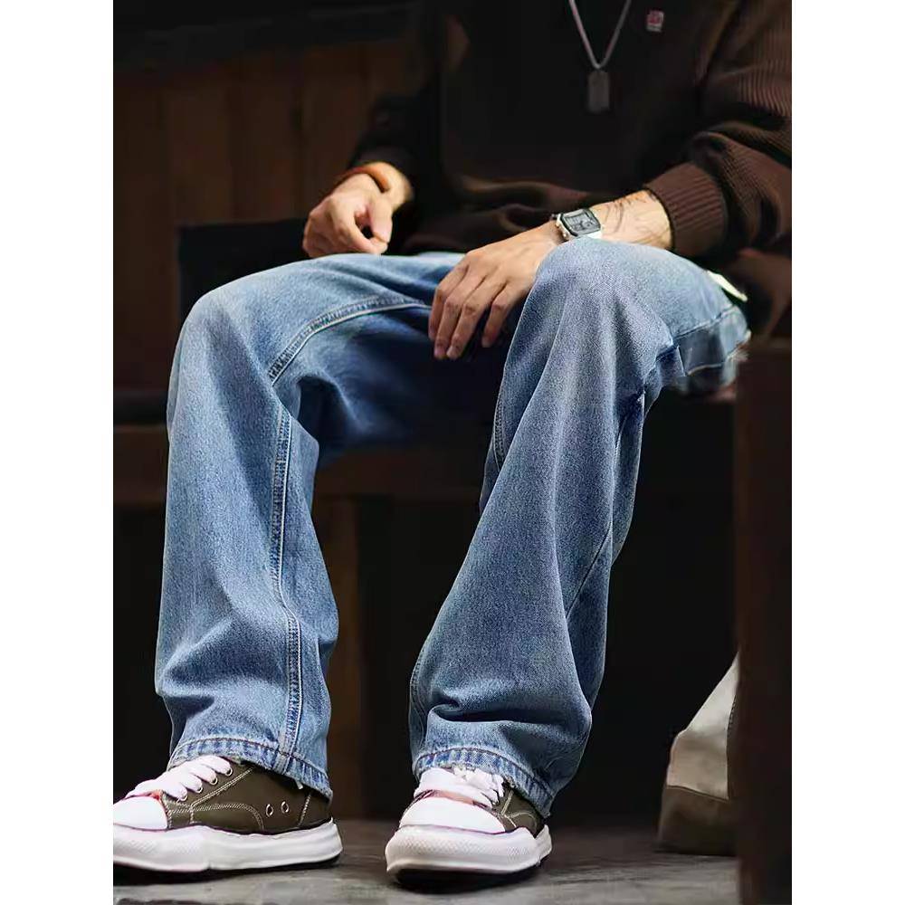 Madness Mdns Wruei春秋潮牌休闲裤2025新款美式痞帅直筒牛仔裤男 - 图1