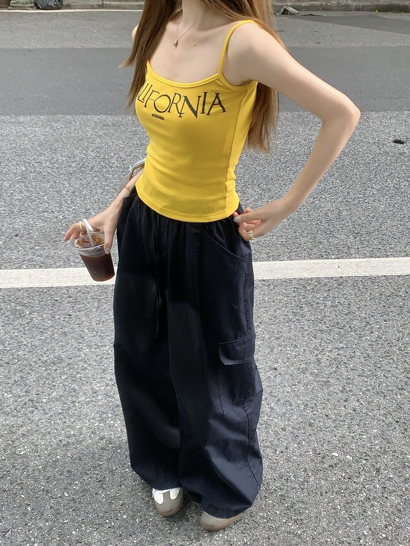 多巴胺字母吊带背心女2023夏季新款外穿美式甜辣风无袖上衣TX_SONA 大小姐_女装/女士精品-第5张图片-提都小院