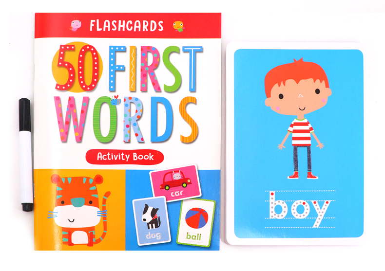 英文原版儿童英文启蒙50词英语闪卡 Flashcards First 50 Words  低幼启蒙英语早教 单词学习字卡闪卡高频词卡片 含活动手册 - 图0