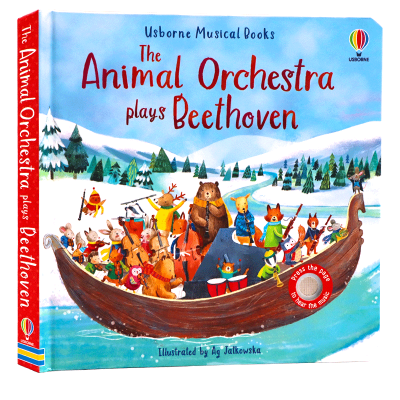 现货进口英文原版Usborne动物乐队演奏贝多芬The Animal Orchestra Plays Beethoven儿童音乐童话故事触摸发声书洞洞书艺术启蒙 - 图3