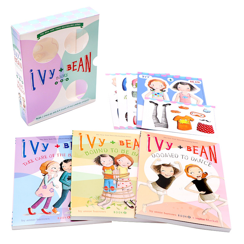 进口英文原版 Ivy and Bean艾薇和豆豆4-6册礼盒装 7-14岁儿童桥梁章节书女孩课外阅读插图故事 英语读物纽约时报畅销书附精美贴纸