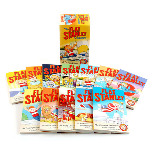 纸片人扁平的斯坦利12册盒装收藏版 The Flat Stanley Collection 英文原版小说  奇幻冒险章节书 Jeff Brown 插图故事书 性格养成 - 图1