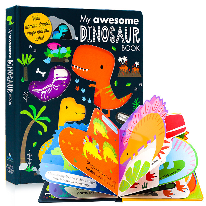 英文原版绘本 我的尖叫字母书数字书动物书 My Awesome Alphabet Book/Counting 1-20/Dinosaur Book 儿童早教启蒙创意异型纸板书