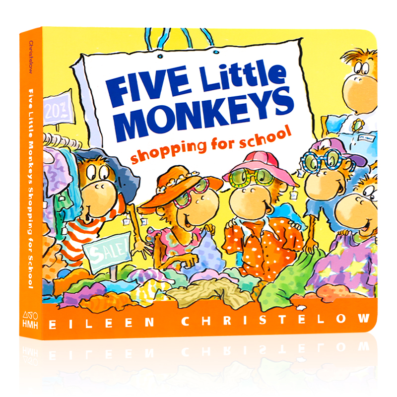 fivelittlemonkeys 五只小猴子英文原版五只猴子绘本廖彩杏书单 Five Little Monkeys jumping on the bed韵文英语启蒙图画故事书 - 图0