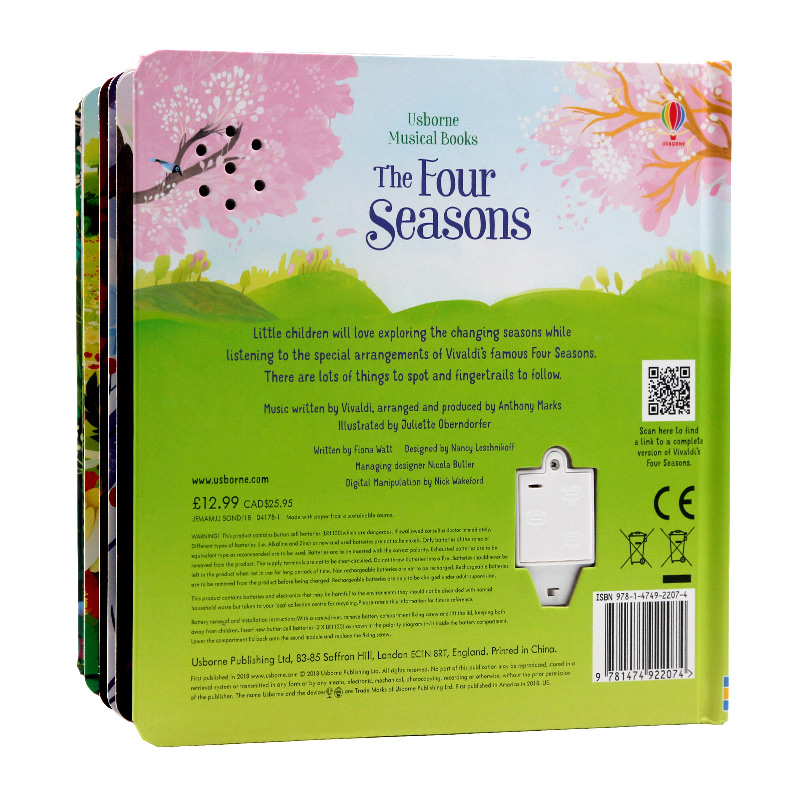四季音乐发声书 Usborne Musical Books The Four Seasons 维瓦尔第 英文原版绘本 儿童互动探索纸板书 篇章 幼儿艺术启蒙英语绘本 - 图0