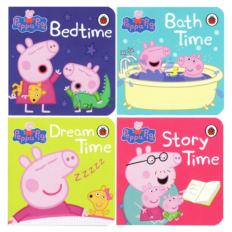 进口英文原版正版 Peppa Pig Bedtime Little Library 撕不烂手掌纸板书4册礼盒装绘本 粉红猪小妹/小猪佩琪 启蒙书睡前小故事玩具 - 图0