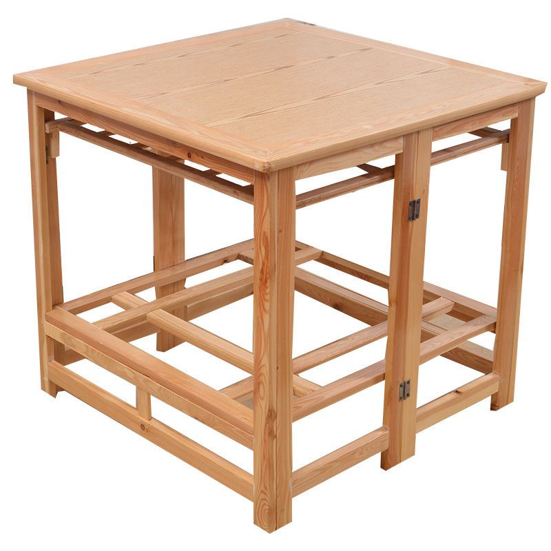 烤火桌子家用实木正方形烤火架多功能取暖桌四方桌折叠桌餐桌炕桌 - 图2