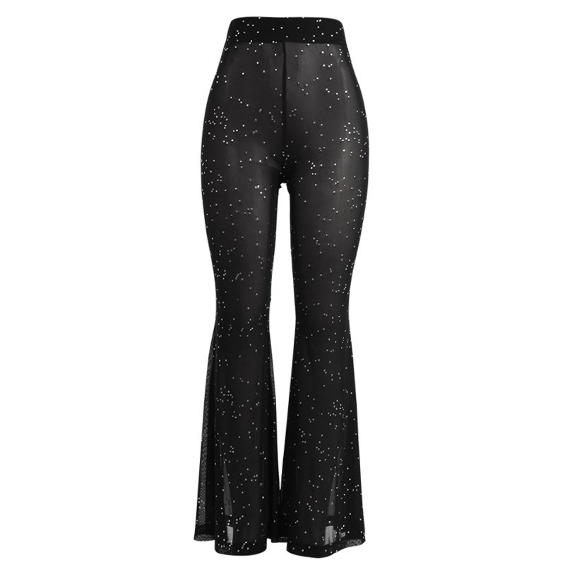 Lightweight mesh yarn belt highlights trousers women长裤女 - 图1