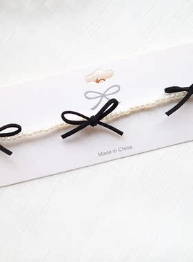 Ins网红项链新饰品罗马假日年会超仙珍珠项圈Choker蝴蝶结锁骨链
