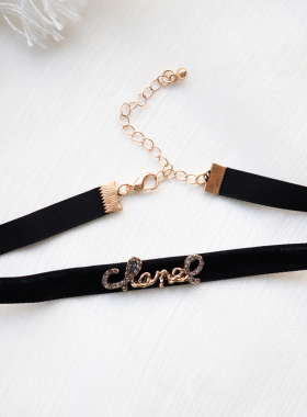 2022颈链小香风绒带锁骨链女