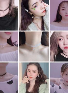 choker少女风黑白色蕾丝锁骨链