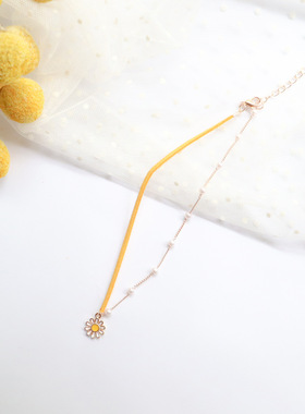 choker黄色锁骨链ins网红同款