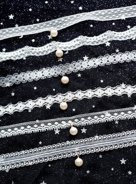 choker日韩风超仙白色蕾丝锁骨链