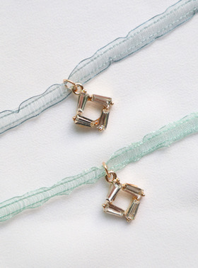 choker绿色蕾丝水晶短款锁骨链