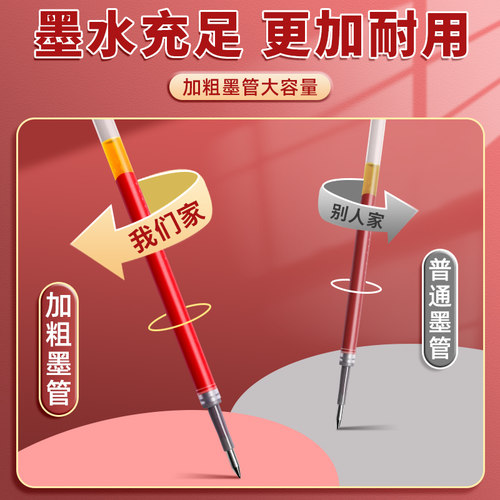 晨光按动红笔小学生初中生专用0.5mm子弹头中性笔教师批改作业高颜值大容量顺滑速干水笔批改纠错作业标记笔 - 图1