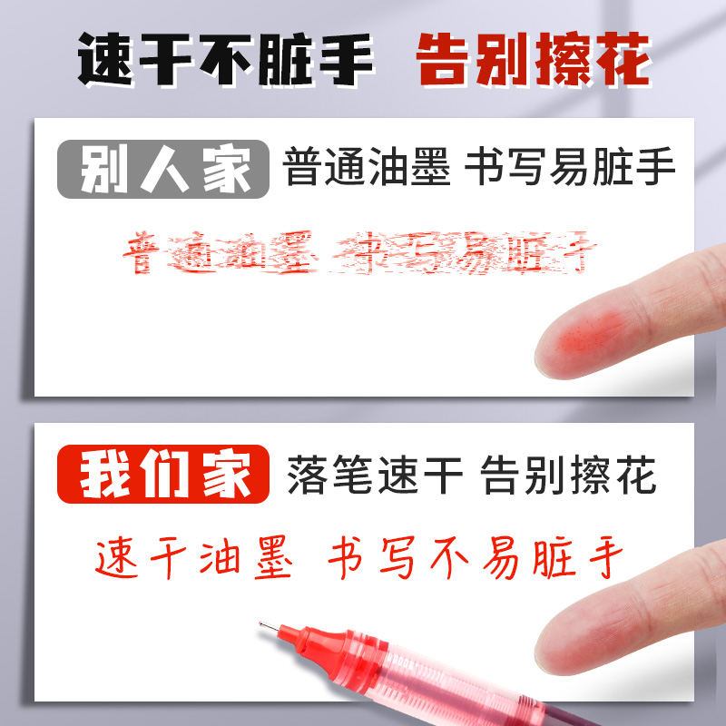 晨光红笔速干直液式走珠笔顺滑大容量红色中性笔学生专用笔记水笔老师教师批改作业0.5全针管高颜值圆珠笔 - 图2