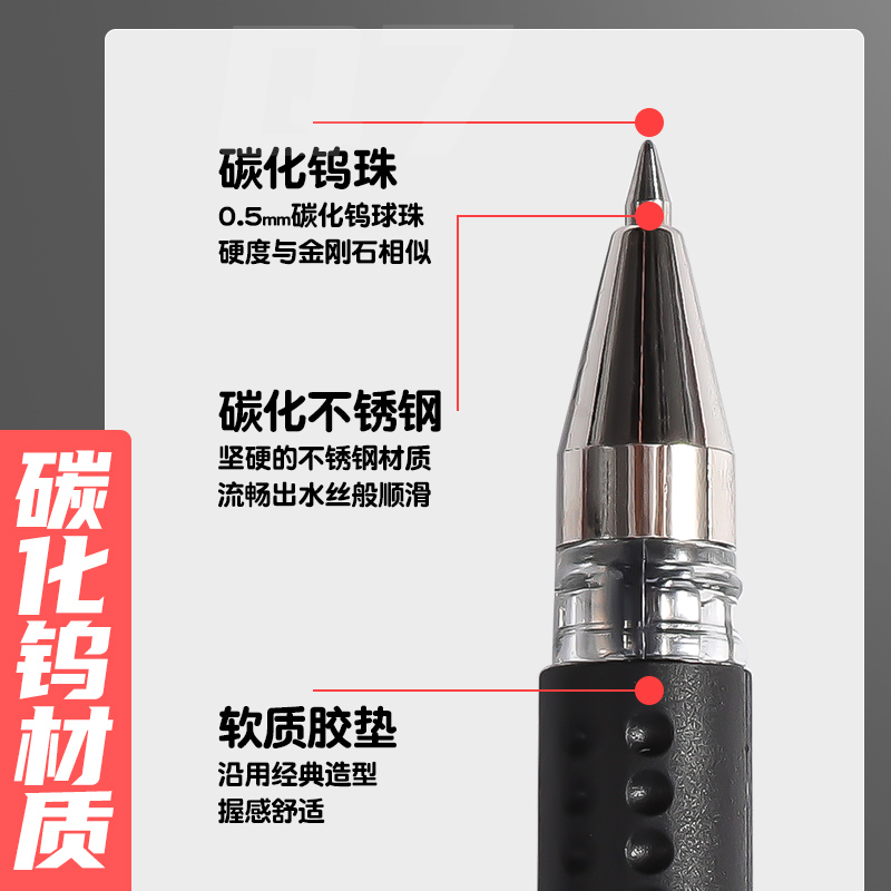 晨光官方Q7中性笔水笔子弹头学生用签字笔水性碳素黑笔0.5mm笔芯考试专用教师红色圆珠笔办公用品文具批发 - 图2