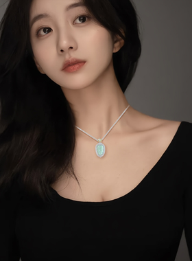 金枝玉叶天然蓝水翡翠a货项链女