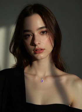 新中式s925紫水晶项链金枝玉叶