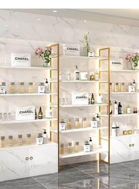 化妆品展示柜产品陈列柜美容院护肤品置物架货架展示架带灯带镜子