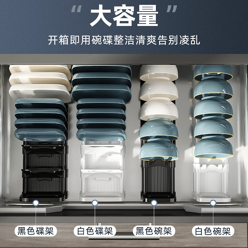橱柜碗碟收纳架【碗盘餐具沥水架】抽屉柜内放盘子碗分隔置物晾干,淘宝优惠券,粉丝福利购,淘宝优惠卷