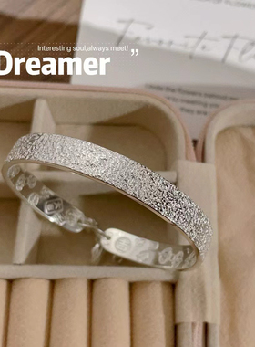 新中式国潮古法银手镯女生纯银999足银年轻款小众设计送女友礼物