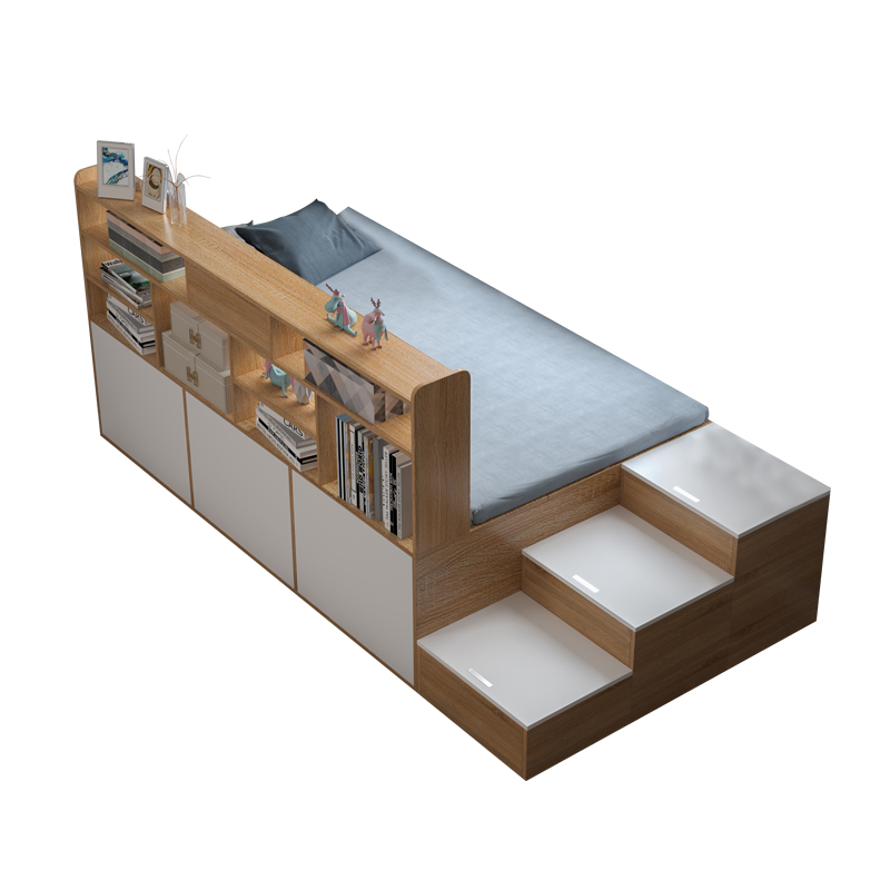 书架一体隔断踏踏米卧室家具单人床小户型榻榻米储物床日式高箱床 - 图3