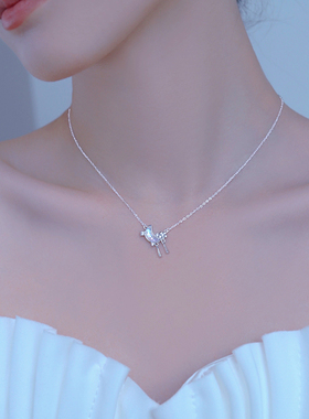 纯银925银十字链女刻字项链