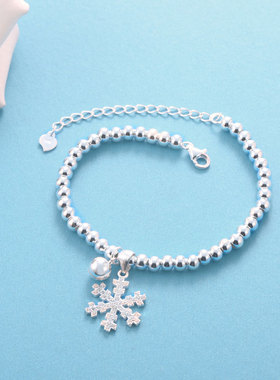 小众幸运铃铛雪花ins冷淡风手链