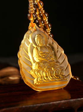 琉璃佛牌吊坠搭配两款琉璃项坠阿弥陀佛莲花佛牌吊坠