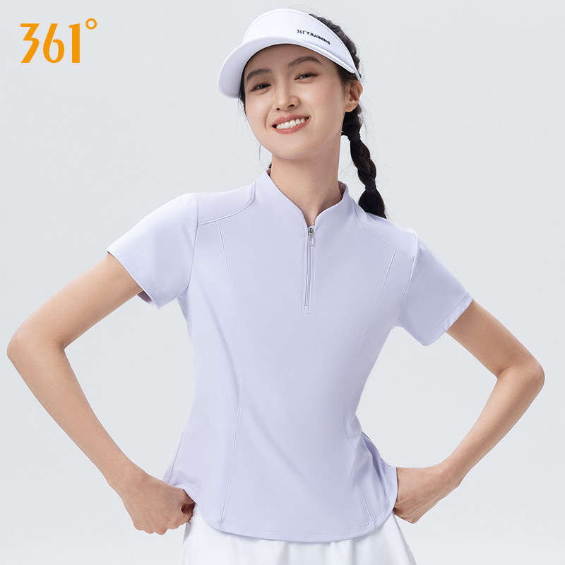 361运动上衣女半拉链短袖t恤夏季紫色修身跑步羽毛球健身服瑜伽服,淘宝优惠券,粉丝福利购,淘宝优惠卷