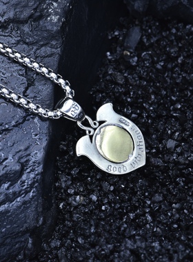 S925纯银复古手工泰银眼睛吊坠项链男女款个性图腾项链饰品