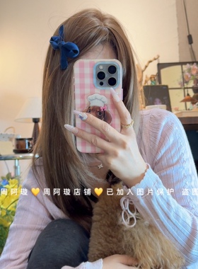 韩国秋冬新款丝绒蝴蝶结鸭嘴夹