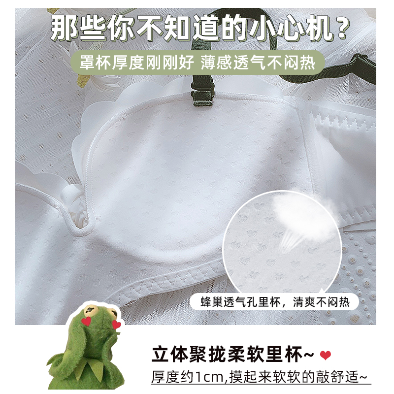 岚篇旗舰店白色薄款内衣女小胸聚拢无钢圈夏季学生高中少女日系bra文胸1
