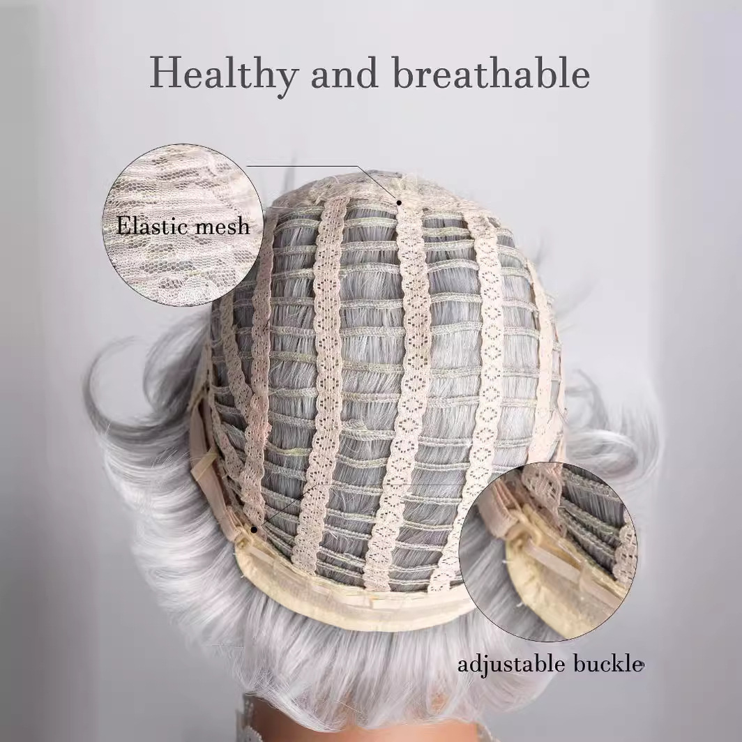 短假发欧美短卷发头套中老年自然蓬松短卷发假发头套现货 - 图1