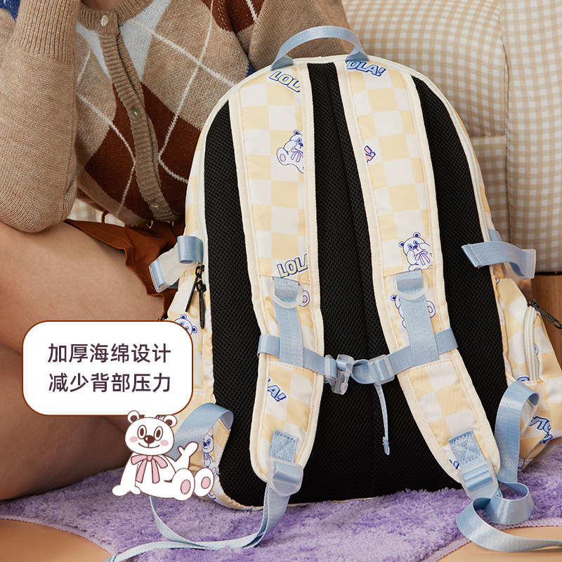 lola design小熊棋盘格小众双肩包 LOLA DESIGN双肩背包
