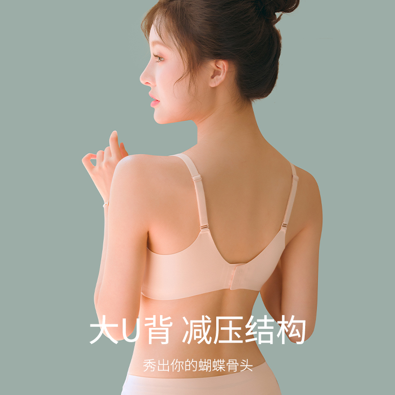 乳胶无痕内衣女小胸聚拢收副乳防下垂大胸显小运动文胸罩夏季薄款 - 图0