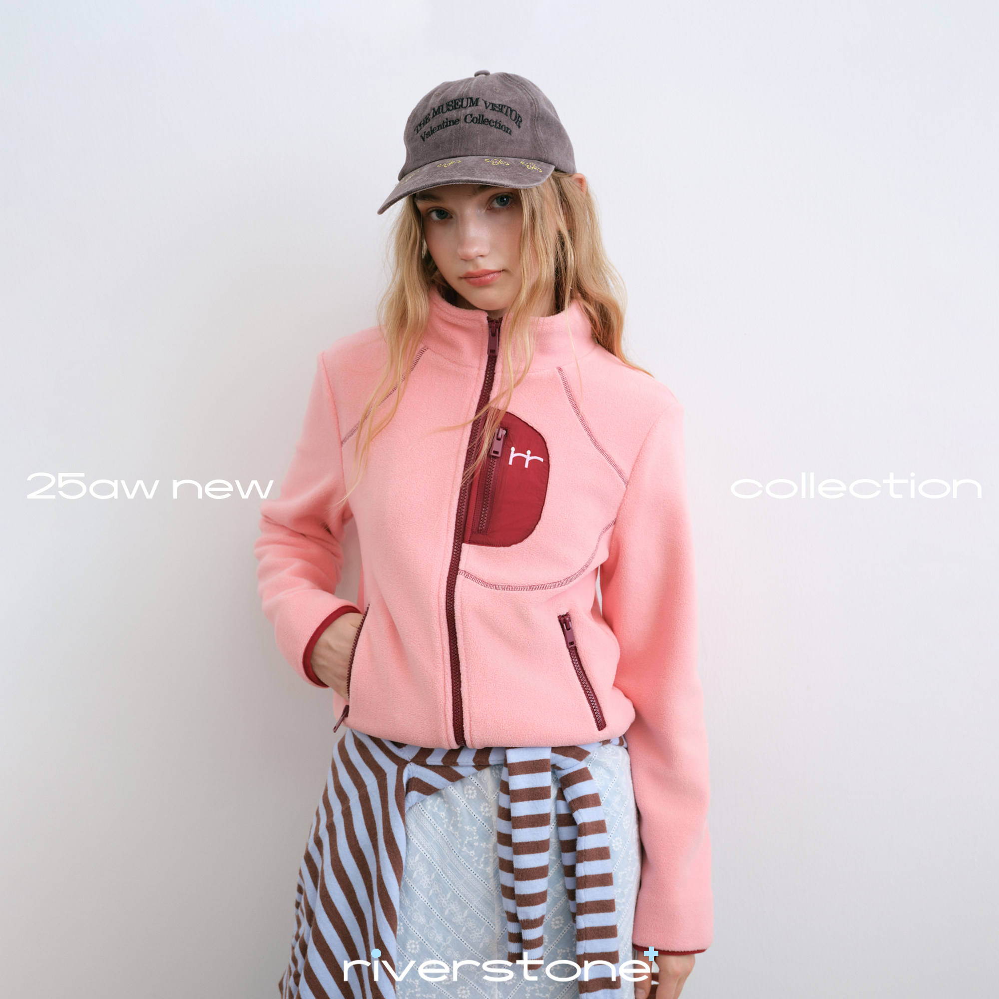 riverstone plus 摇粒绒短款修身外套女冬季立领保暖撞色口袋上衣,淘宝优惠券,粉丝福利购,淘宝优惠卷