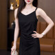 ສິ້ນ suspender ສີດໍາ 2026 ລະດູຮ້ອນໃຫມ່ waist pleated dress high-end temperament slit ກະທັດຮັດກາງຍາວ skirt