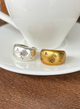 跨境Vintage古金指环925银戒指