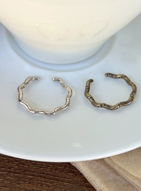 925纯银波浪ins复古简约戒指