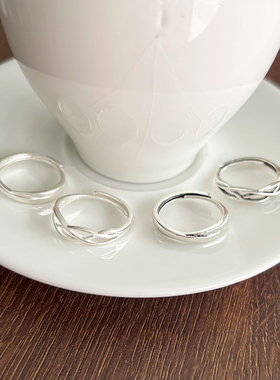 ins设计感镀银几何线条戒指女