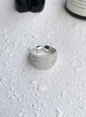 小众设计多层细闪银线戒指
