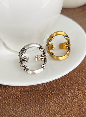 嘻哈跨境爆款十字架古金戒指