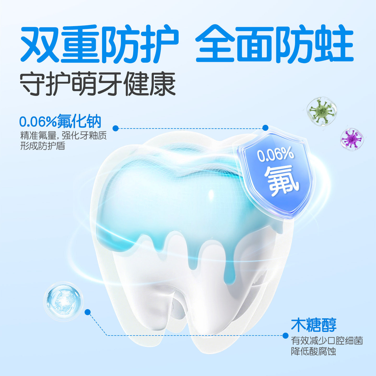 【郭晶晶推荐】舒客宝贝儿童牙膏牙刷套装低氟防蛀2-12岁