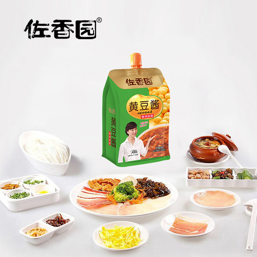佐香园黄豆酱450g*24袋 东北大酱豆瓣酱沾葱沾菜下饭酱整箱优惠装 - 图0